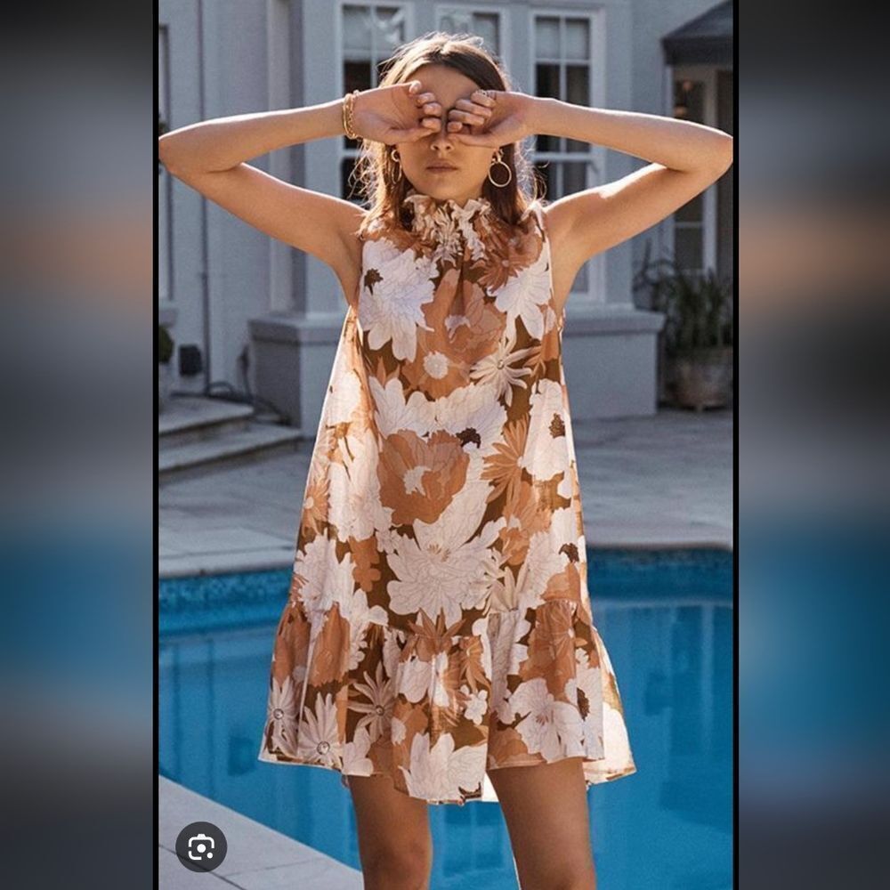 Ephemera 💯 Linen Waikiki Garland Floral Mini Dress Medium /Eu38